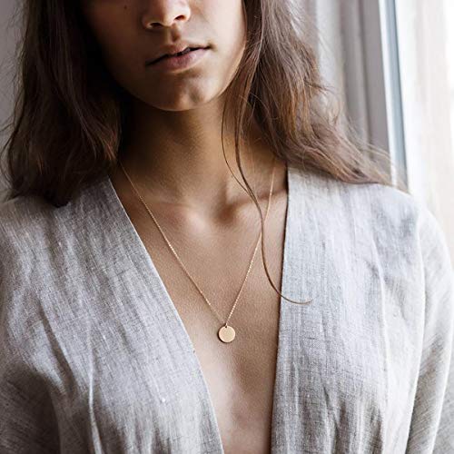 itianxi Dainty Bar Necklace for Women,Gold/Silver Cute Delicate Disc Necklcace,Trendy Elegant Dot Fashion Necklace4