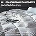 BedTreat Luxury Goose Down Comforter Queen Size,Premium Hotel collecton Duvet Insert for All Seasons with Ultra-Soft 100% Organic Cotton Cover and 8 Tabs,Fluffy and Medium Warmth(90