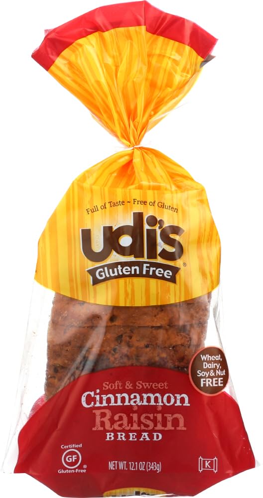 Udi's Gluten Free Cinnamon Raisin Bread 12oz (Pack of 3)