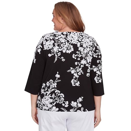 Asymmetric Floral Monotone Crewneck Top2
