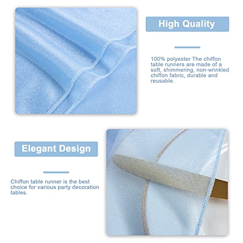 Sajoo 8Pcs Sky Blue Chiffon Table Runners 30X120 Inches Sheer Fabric Table Rustic Party Decoration Runners For Elegant Wedding Decor And Birthday Party Table Decorations #TOP2