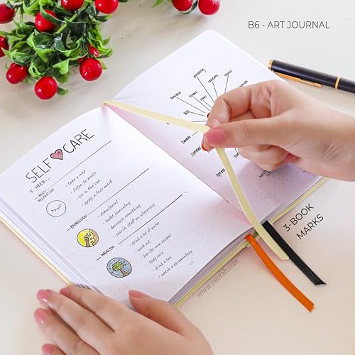 Image of NEORAH - B6 - ART JOURNAL | 200Gsm Dotgrid Notebook |144 Pages(17.5 x 12.5 cm) | Lay Flat |HardCover Bullet - Journal |3 Bookmarks |Elastic Closure| Inner BackPocket | Ideal-Bujo,Drawing (AFTER GLOW)
