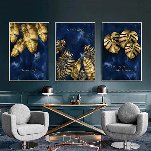 Affiche abstraite feuille d'or 60x90cm toile murale salon chic