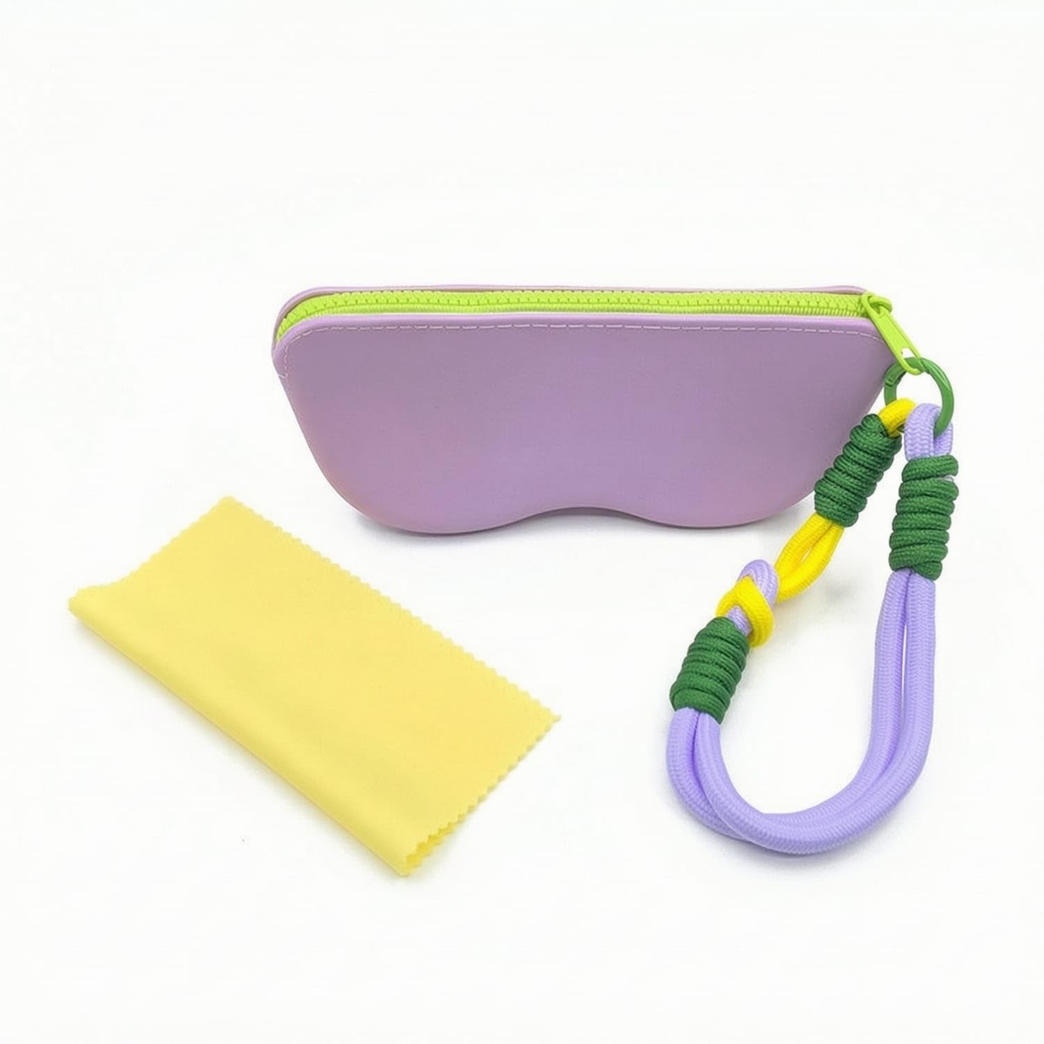 Zippered Silicone Eyeglass Pouch with Zipper Safeguarding Eyeglass Storage Pouch with Cleaning Cloth Soft Glasses Case with Wrist Strap Portable for Travelers, Commuters, Everyday Carry, Purple-image-18
