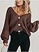 PRETTYGARDEN Women's Short Cardigan Sweaters V Neck Button-Down Long Sleeve Oversized Chunky Knit Cardigans (Brown,Medium)