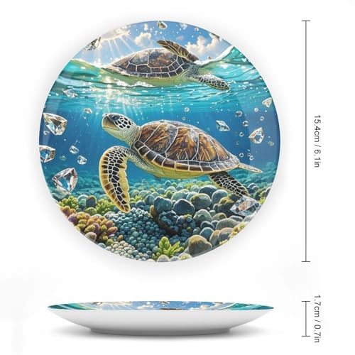 Plato decorativo de porcelana Bone China con diseño de tortugas marinas miniatura 2