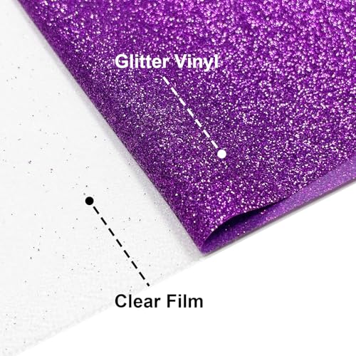 Image of Dark Purple Glitter HTV Heat Transfer Vinyl, 12 inch x 5ft lron on Vinyl, for T-Shirt Ironing, Vinyl HTV Easy to Cut and Weed, The Best Choice for DIY Creativity. (Dark Purple, 12 inch x5ft)