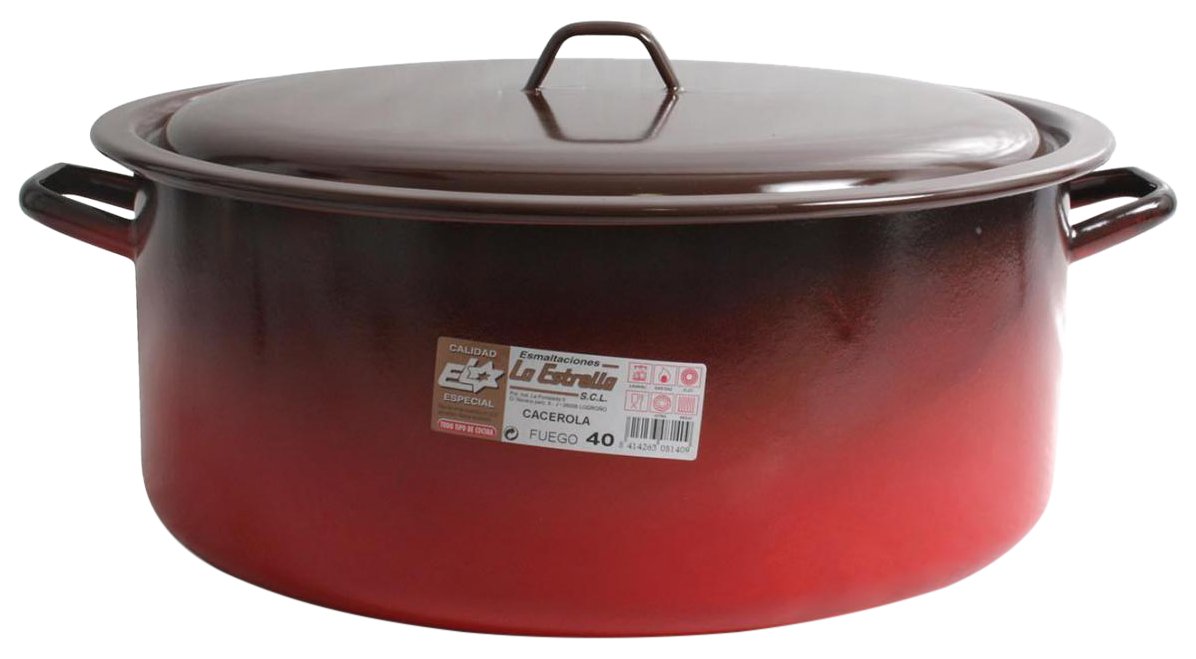 Esmaltaciones La Stella Fuoco-Casseruola Smaltata con Coperchio, 40 cm, 19,7 L