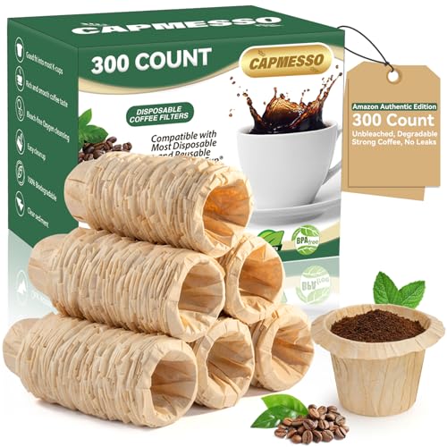 CAPMESSO Disposable Coffee Paper Filters Replacement Keurg Filter Compatible with Reusable Single...