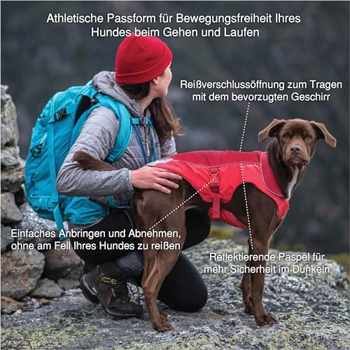 Kurgo Damen av2022-Kurgo-kurgo waterdichte hondenjas met voering ledlicht voor nachtzichtba Kurgo North Country Hundemantel Hundejacke für Winter Wasserdichte und mit Fleece Gef tterter Hu, Schwarz, M EU