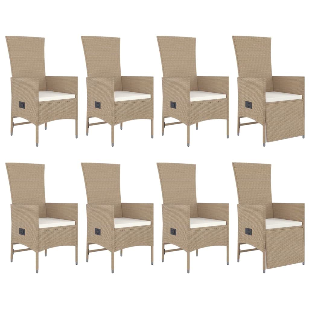 Juego de muebles de jardín de ratán de polirratán de color beige, diseño modular con marco de acero pulverizado, respaldo ajustable, hasta 110 kg
