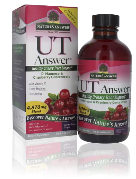 UT Answer Cranberry Flavor, Promotes Urinary Tract Support | Healthy Bladder Function | Natural Detoxifier, 120 ml, 4,870mg Blend
