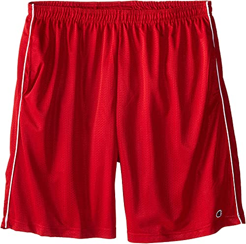 Champion Men's Big-Tall Mesh Shorts with Piping, Cardinal Red, 6X