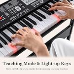 Costzon 61 Key Piano Clavier, Piano numérique électrique avec support & Banc, clés lumineuses, 200 Rythmes/Tonnes, Casques, Microphone, Sticker note, Piano Portable Clavier pour Débutants Adultes (Noir)