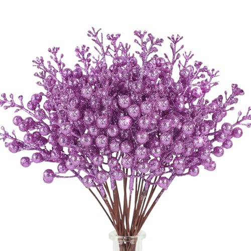 N&T NIETING Künstliche Beere Weihnachten Deko, 24 Stück Glitter...