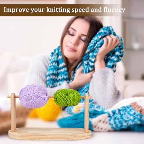 Image of OLYCRAFT Wooden Crochet Yarn Holder 1.3x0.5x0.6 Inch Ribbon Organizer Rack Storage Holder Single Revolving Yarn Storage for Crochet Handmade Wooden Yarn Dispensers Crochet Tools