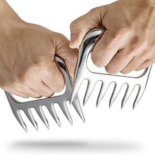 TAMUME Stainless Steel Meat Shredder Claws for Barbecue, Pack of 2 Meat Claws For Shredding, Barbecue Forks for Handling & Carving Meat
