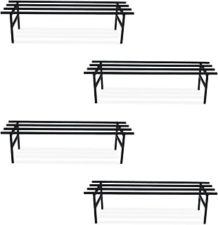 BonKaso Heavy Duty Rectangle Plant Stand: 76x24x18 cm, Black - Set of 4, Modern Design for Indoor & Outdoor Use, Sturdy, A... Price In India
