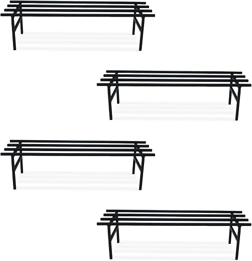 BonKaso Heavy Duty Rectangle Plant Stand: 76x24x18 cm, Black - Set of 4, Modern Design for Indoor & Outdoor Use, Sturdy, A...