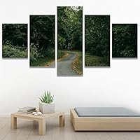 SIGNWIN 5 Panel Canvas Wall Art Green Forest for Home Decorations Ready to Hang - 60