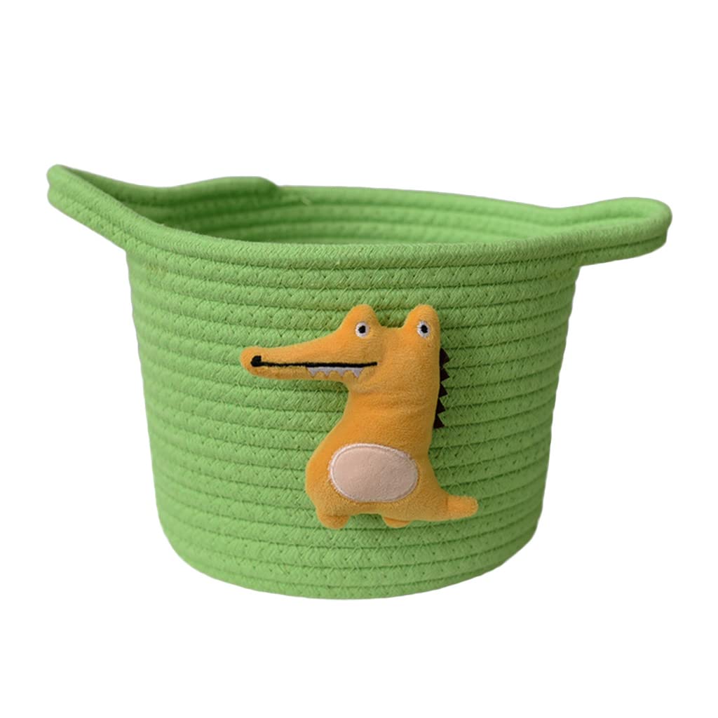 Elnwnnkc Exquisite Woven Storage Baskets with for Pattern for Home Dormitory Storage Bedroom Smooth Soft Cotton Rope Closet Bin for Organizing Foldable Green Grey White Yellow