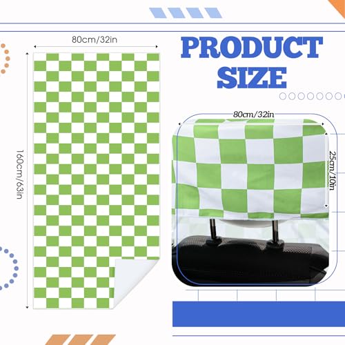 Image of 2 Pack Car Seat Towel Cover with Storage Bag, Green and White Plaid