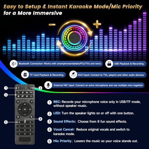 JYX 260W Trolley Party Speaker, 12 Hours, 2 Mics, Bluetooth 5.3, Black - Image 7