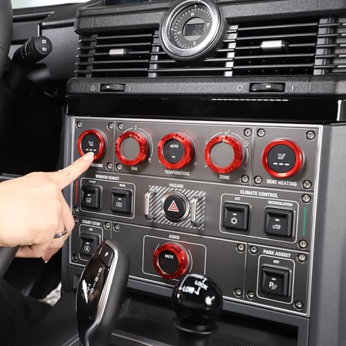 PIUGILH Klimaanlage Lautstärkeregler Ring Knopf Abdeckung Geeignet für INEOS Grenadier 2020-2024,Klimaanlage Knopfabdeckung,Auto Interieur Innendekoration Zubehör (Rot)