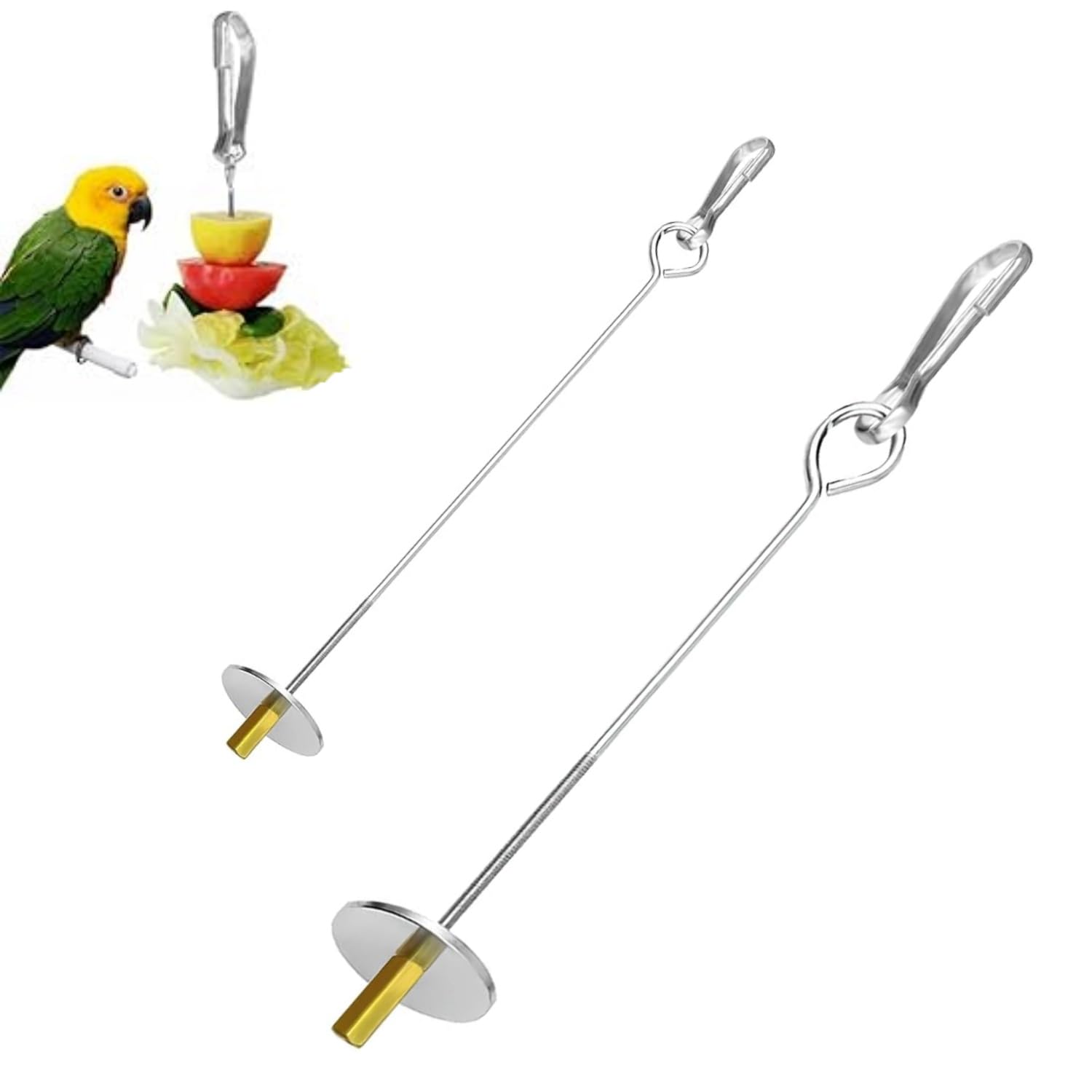 Papageienspieße,2 Stück Edelstahl Vogel-Spieß für Papageien,Wellensittich Futterspieß Vögel,Vogelkäfig-Zubehör Vogel Lebensmittelhalter, Halter für Obst,Gemüse und Futtersuche Spielzeug