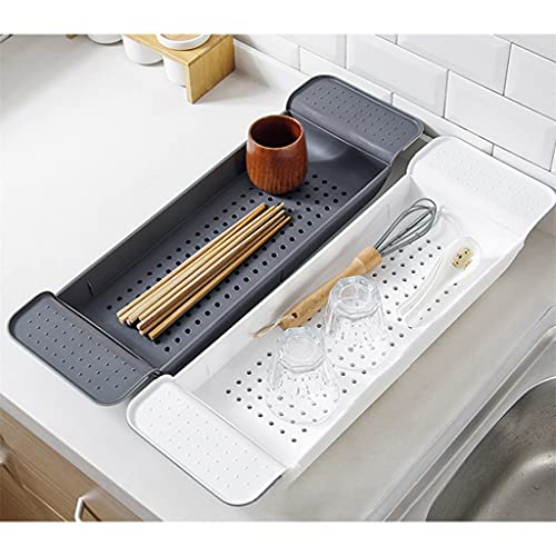 Baignoire rétractable avec bac plateau de rangement et support de drain multi-fonctions pour bain - 5
