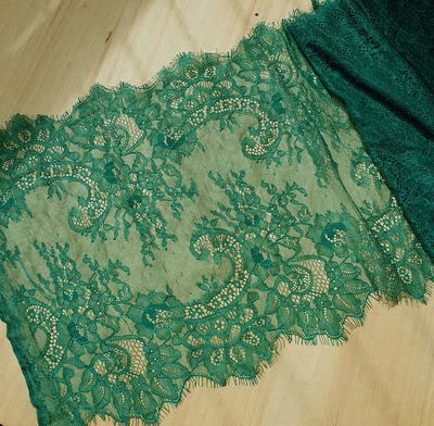 Koronka rzęsowa Vintage, Koronkowa taśma do rzęs wielokolorowa, opakowanie 3 jardów, szerokość 35 cm, do samodzielnego szycia(Green)