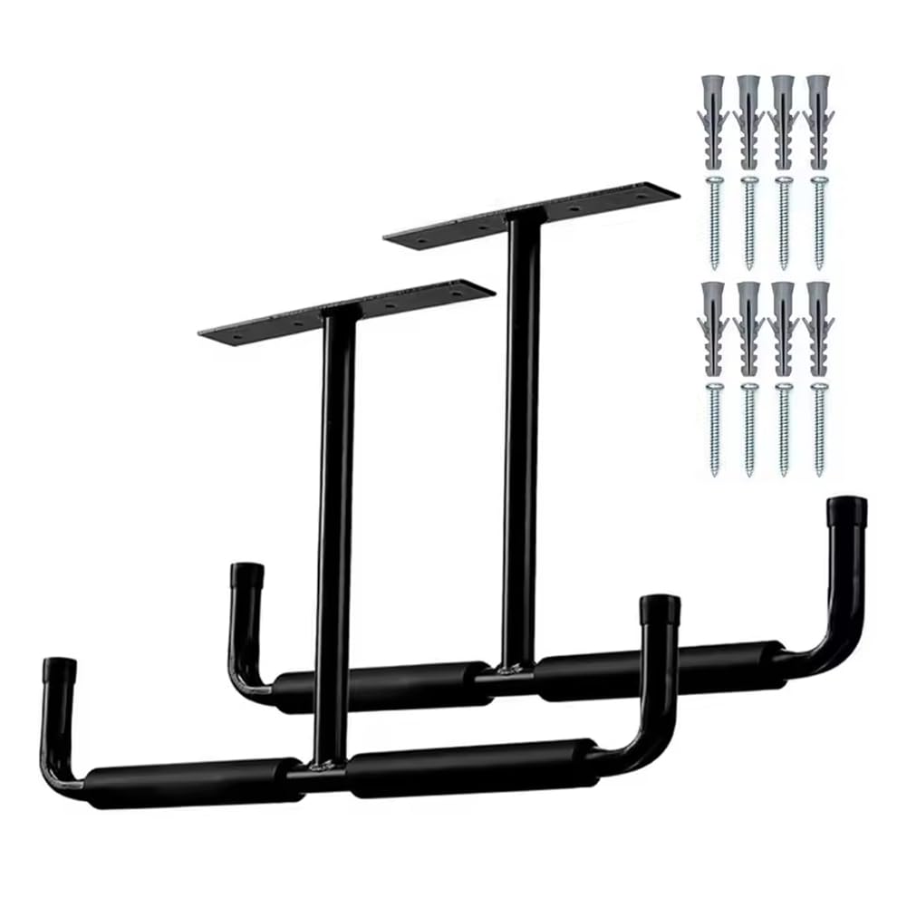 Jnchdghwa Heavy Duty T-Shaped Overhead for Garage Storage Rack 2 Set Ceiling Shelf Organizer for Garage Garden Shovel Rake