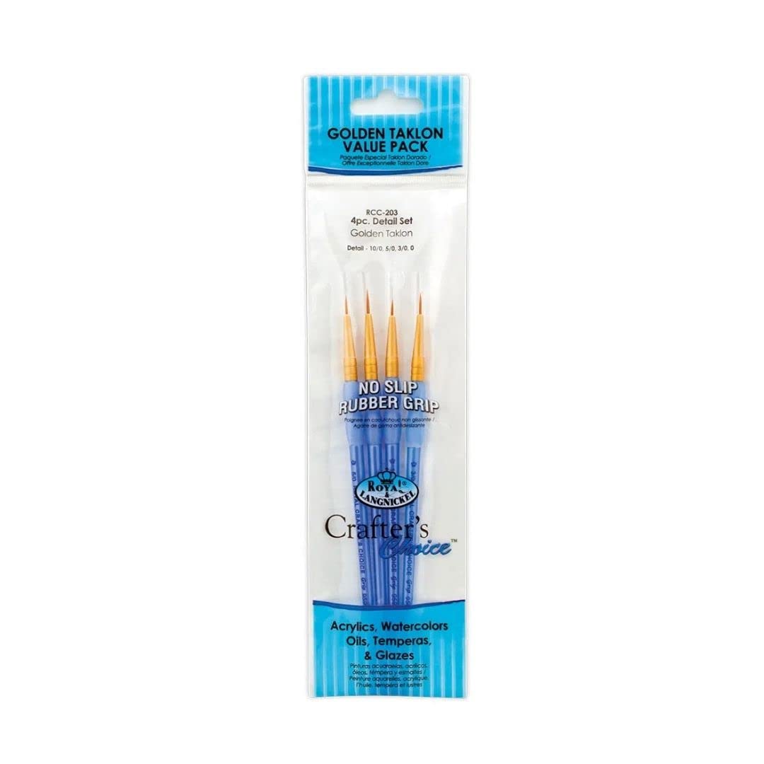 Royal Brush Manufacturing BRUSH GOLD TAKLON 4/PK ROUND, us:one size