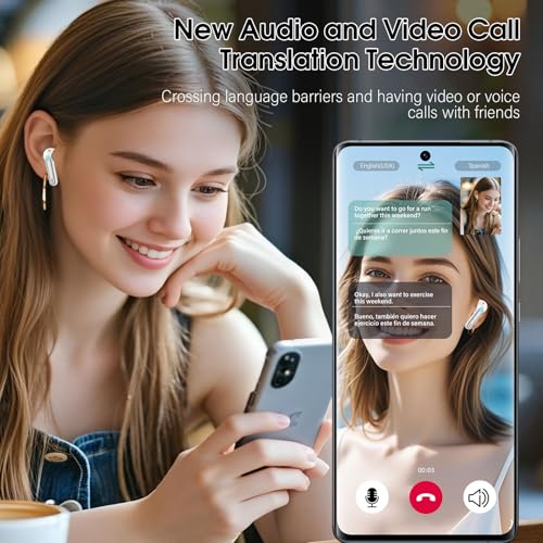 Image of Csasan Ai Translation Earbuds Real Time, Simultaneous Interpretation Translator Earbuds with 6 Translation Modes /164 Languages, No Subscription Translatior Headphones, White