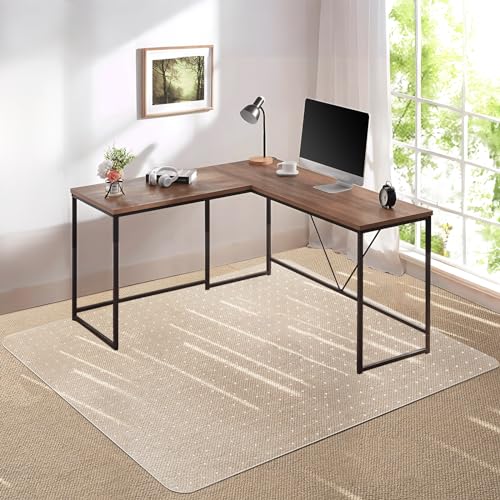 Kuyal Desk Chair Mat for Carpet, 51'' x 63'' Rectangle Transparent Mats for Chairs Good for Desks, Office and Home, Easy Glide, Protects Floors for Low and No Pile Carpeted Floors