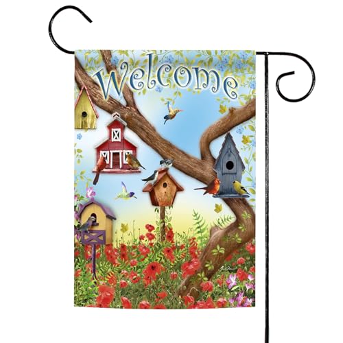 Toland Home Garden 112097 Poppies & Birdhouses 12.5 x 18 Inch Decorative, Garden Flag-12.5" x18"