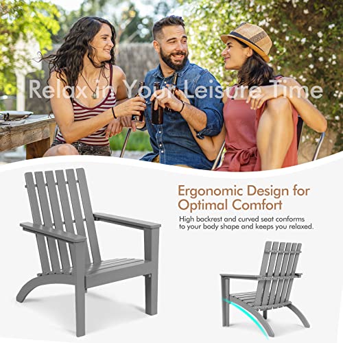 Tangkula Adirondack Chair Acacia Wood Outdoor Armchairs, Weather Resistant For Patio Garden Backyard Deck Fire Pit, Lawn Porch Furniture & Lawn Seating, Campfire Chairs, Adirondack Lounger (1, Grey) #TOP6