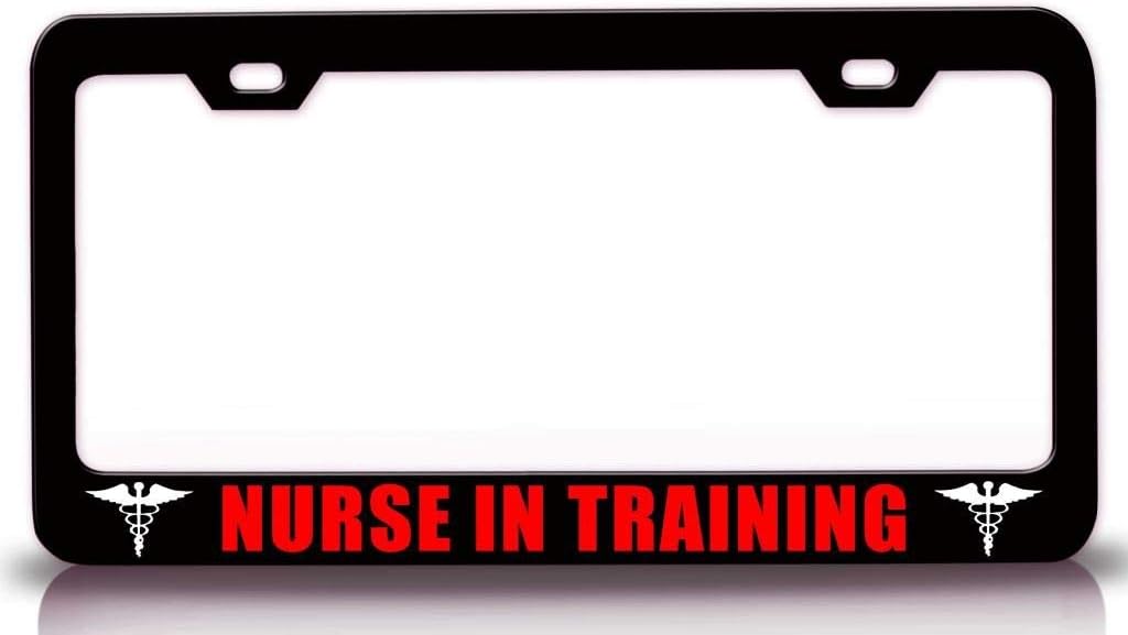 Nurse in Training Paramedics Metal Car SUV Truck License Plate Frame Bl g55