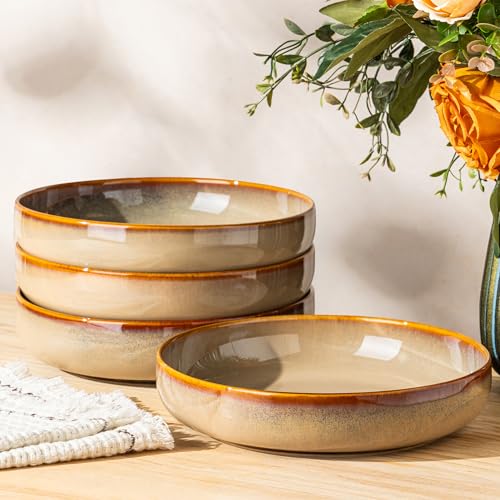 theterra 8.5" Ceramic Pasta Bowls Set of 4, Salad Bowls