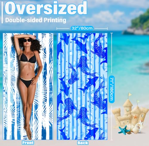 6 Pack Lightweight Thin Microfiber Beach Towel Sand Free Quick Dry Absorbent Compact Soft Pool Swim Travel Towels Extra Large Oversized Beach Accessories packable Essentials Stuff Gifts for Adult by Widdonen - Image 3