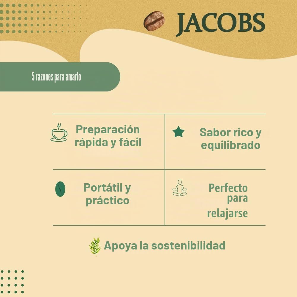 JACOBS 2 en 1, café instantáneo en polvo, 6 x 24 sobres/saquitos, 297.6g