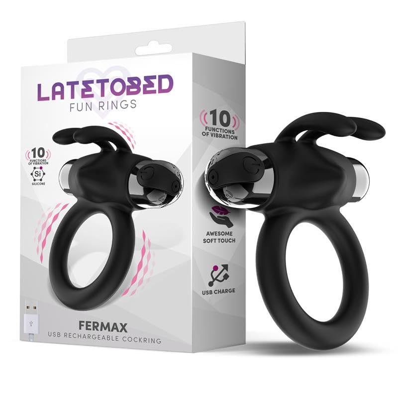 Anillo vibrador con conejito Fermax silicone noir rechargeable USB