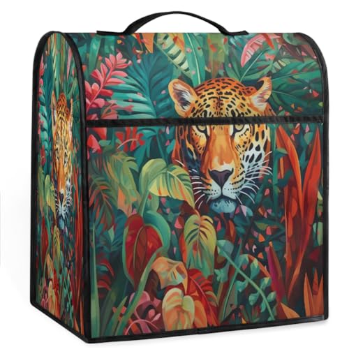 Coffee Maker Cover Tropical Leaf Leopard Kitchen Appliance Covers Small Appliance Covers Blender Cover Juicer Cover Dust Covers for Kitchen Appliances with Top Handle and Pockets,Washable,C800