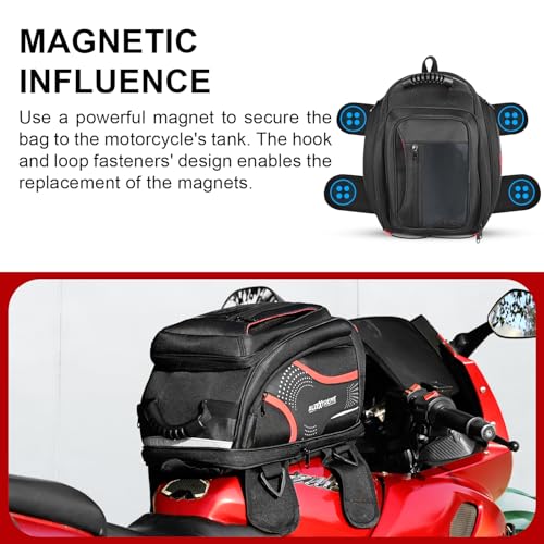 Image of Allextreme Magnetic Tank Bag for Bike | Universal Fit Expandable Motorcycle Storage with Rain Cover, Shoulder Strap & Multi-Pocket Design | Travel Gear for Touring, Camping & Commute (21L, Black)