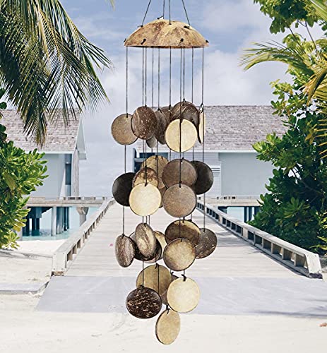 Coconut Shell Wind Chimes Outdoor Soothing Tone,Large Bamboo Windchimes Clearance For Outside,Perfect Memorial Wind Chime Gift For Loved One/Mom&Unique Wooden Chime,Handmade Chimes Indoor/Garden Décor #TOP19
