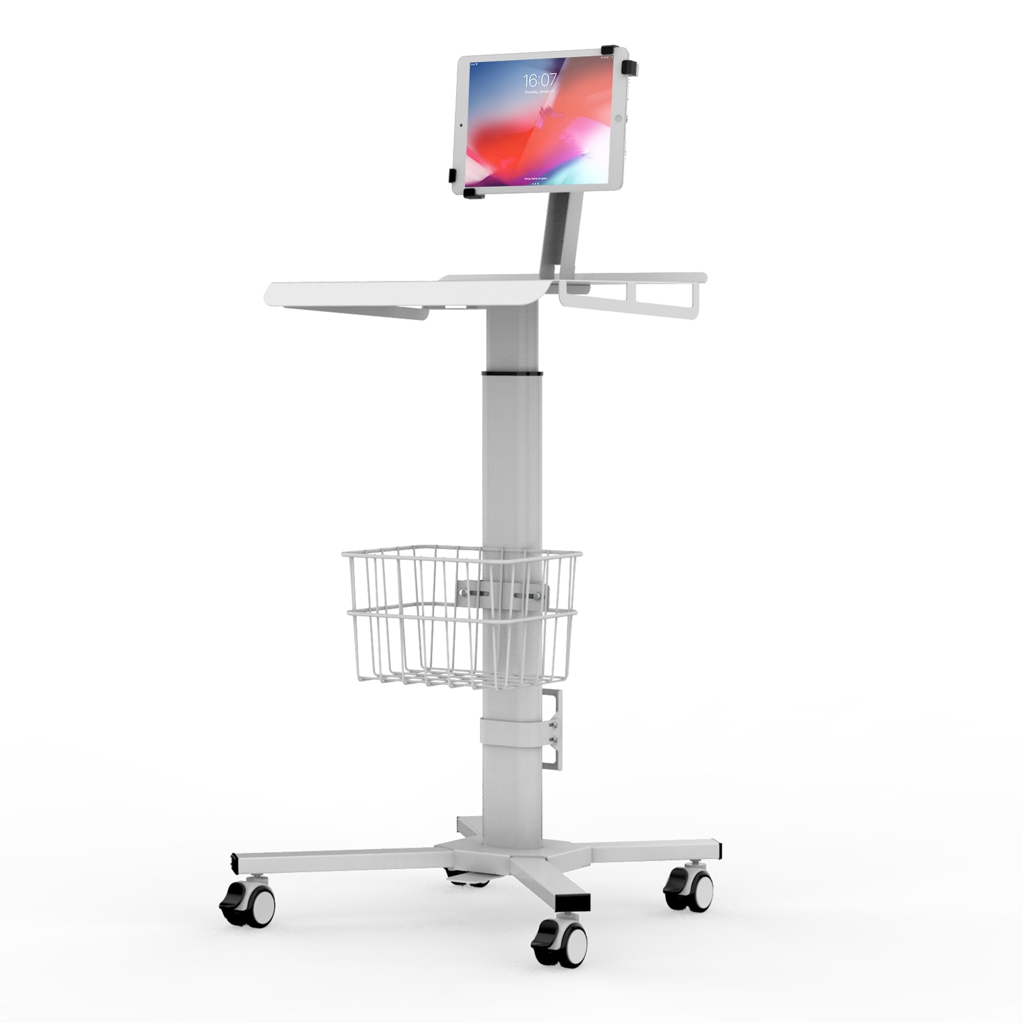 Mobile Medical Tablet Cart – Station de travail à roulettes pour tablettes de 9,7 à 12,9" (compatible avec Apple iPad Pro/Air), hôpital, clinique, bibliothèque, restaurant