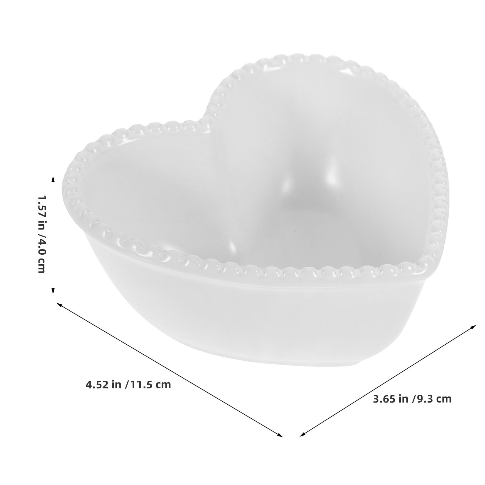 STOBAZA Ceramics Bowl Heart Shaped Plate Heart Shaped Candy Dish Cute Serving Bowls Ramekin Tasting Bowl Shaped Bowls Heart Shaped Pasta Bowl Caviar Heart Dishes White - Image 2