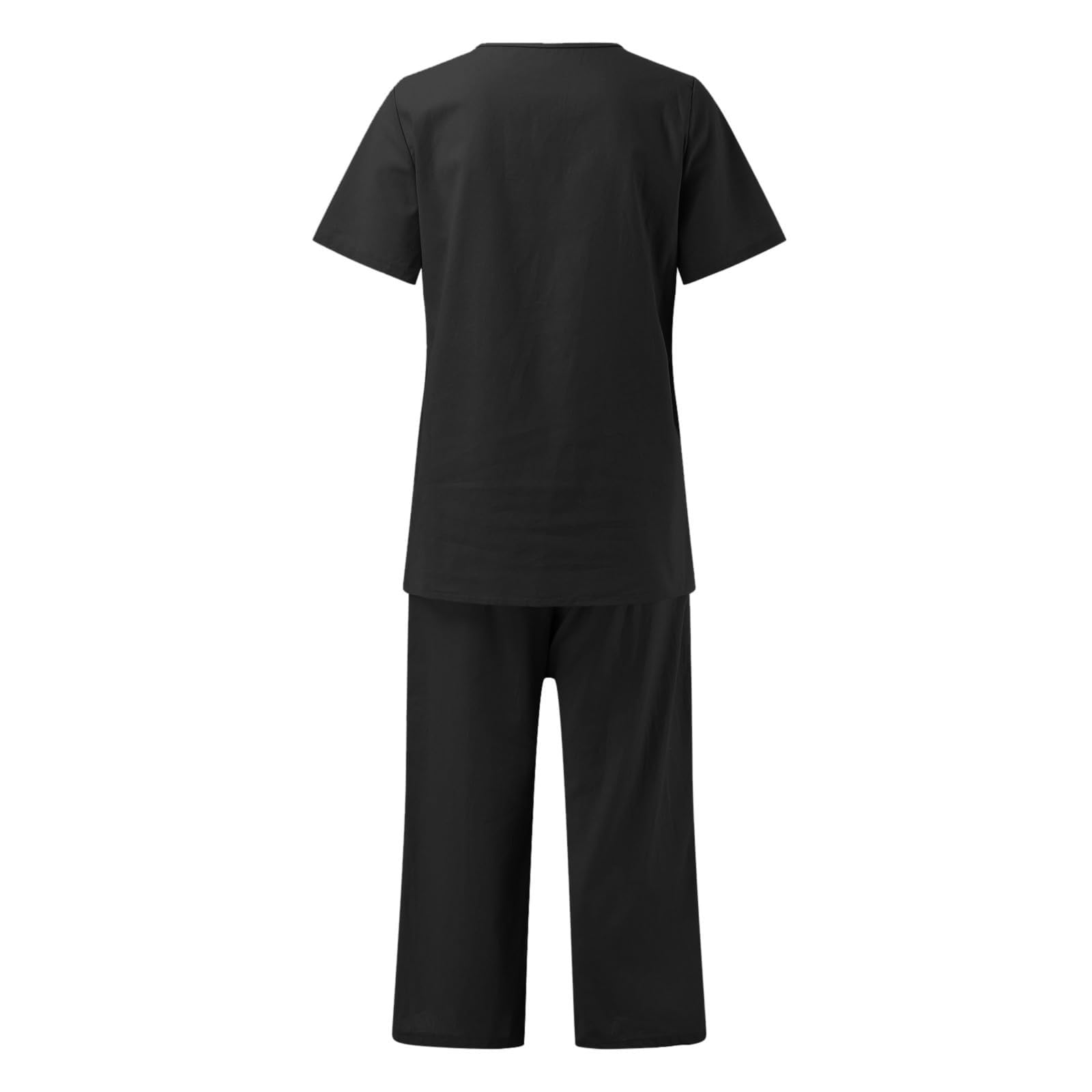 Eleganter Zweiteiler Damen Kurzarmhemd Mit Elastischem Bund, 2-Teiliges Set, Lockere Und Lässige Sommerhose Anzug Frauen Sets Sommer Elegant 2 Teilig Kostüm 2Teiler Festliche Kleider