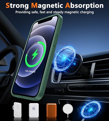 Image of FNTCASE for iPhone 12 Phone Case: for iPhone 12 Pro Magnetic Matte Textured Military Grade Drop Protection Translucent Cell Cover - Slim Durable Shockproof Protective Bumper