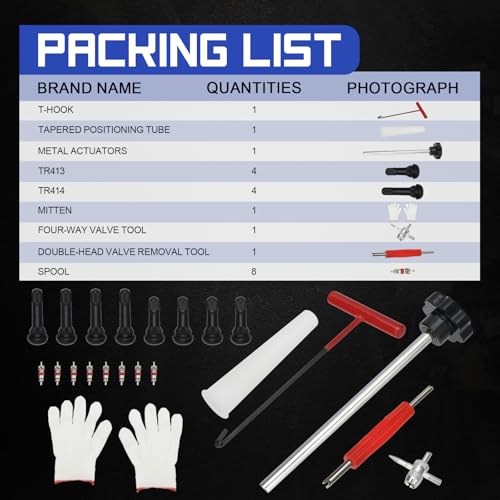 Image of X4XZ 51025 Quick Change Tire Valve Tool Kit with TR413 /TR414,Tire Valve Stem Core Quickly Replacement Tool Kit for Replacing Leaky Valves in Cars,ATVs,Trucks, etc. 23PCS